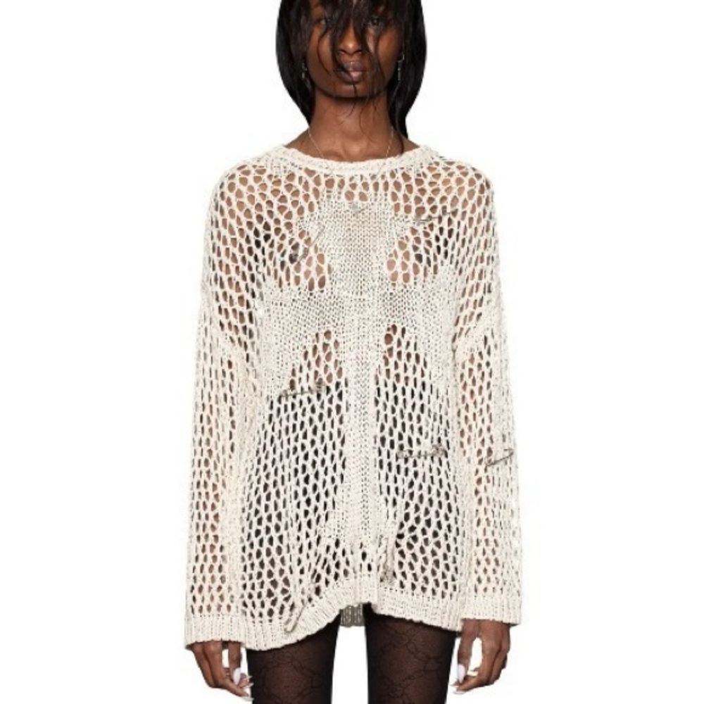 Racer Worldwide Cross Knit Sweater Pink L